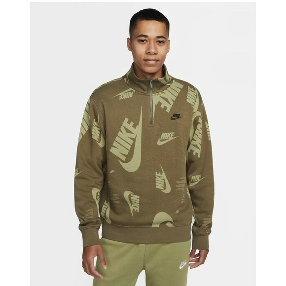 Nike Other - Nike Club Fleece Men's 1/4-Zip Top Medium Olive Green Size XLarge DQ5155